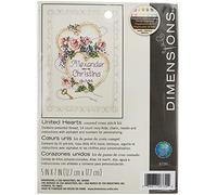 DIMENSIONS Coeurs Unis Mariage Record Mini compté Point de Croix Kit-5"X 7", Ivoire