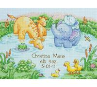 DIMENSIONS Counted X Stitch-Birth Record : Little Pond 100% Coton Bleu 30 x 22 x 0,1 cm