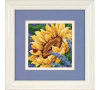 Dimensions Ensemble Gobelin "Tournesol & Coccinelle", image de broderie imprimée, 12.7x12.7cm