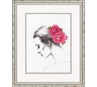 Dimensions Flowers in Hair Silhouette Counted Cross Stitch Kit, 14 Count White Aida, 9" x 12" Point de Croix compté, Multicolore, Taille Unique