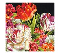 Dimensions Kit Canevas, Bouquet sur Fond Noir