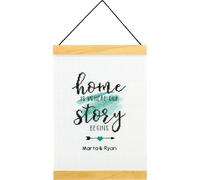 Dimensions kit de point de croix avec cadre à broder "Où commence notre histoire", compté, DIY, 20,3x29,2cm