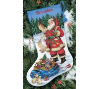 Dimensions - Kit de point de croix "Chaussette de Noël - Vérifie ma liste", 40,6x30cm