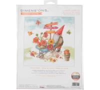 Dimensions kit de point de croix compté "Gnome de jardin", 25,4x25,4cm