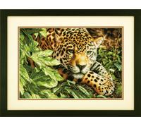 Dimensions Kit de point de croix "Gold Collection Leopard in Ruhe", motif à compter, 40,6x27,9cm