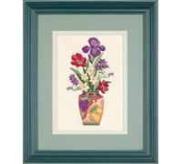 Dimensions kit de point plumetis "Motif fleuri élégant", image de broderie imprimée, 13x18cm