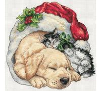 Dimensions – Kit point de croix compté – Animaux Matin de Noël – Blanc