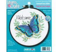 DIMENSIONS Kit Point De Croix Compté, Bienvenue Papillon, White, UN