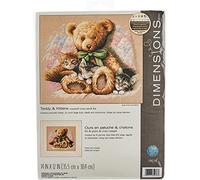 Dimensions Kit Point De Croix Compté, Ours en Peluche Et Chatons