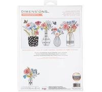 Dimensions Kit point de croix compté vases de fleurs sauvages 40,6 x 20,3 cm