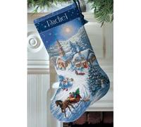 Dimensions point de croix set "Gold Collection Bottes de Noël Traîneau à cheval au crépuscule", motif à compter, 40,6x30cm