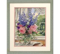 Dimensions point de croix set "Gold Collection Pivoines et delphiniums", motif à compter, 30,4x38,1cm