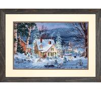 Dimensions point de croix set "Gold Collection Winterstille", motif à compter, 40,6x25,4cm