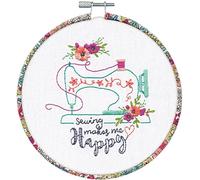 Dimensions Sew Happy Kit de broderie point d'aiguille avec motif et feutre découpé, multicolore, projet fini de 15,2 cm de diamètre