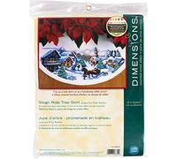DIMENSIONS Sleigh Ride Arbre Jupe compté Point de Croix Kit-45 Rond, White, 114 x 114 x 0.1 cm