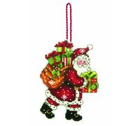 DIMENSIONS Susan Winget Santa W/Sac Ornement compté Point de Croix Kit-3-1/2 X 4-3/4" 14 Compter Une Toile en, Claire