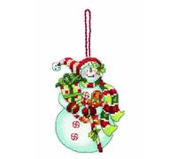 Dimensions Susan Winget Snowman W/Bonbons Ornement compté Point de Croix -3-1/4 "X 4-1/2" 14 Compter Une Toile