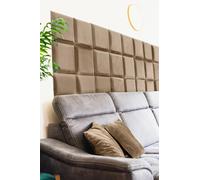 Dimex Coussin mural en velours beige carré - Panneau de rembourrage en tissu pour chambre à coucher, salon, lit - Tête de lit - Coussin de tête de lit - Moderne et luxueux - 30 cm x 30 cm