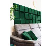 Dimex Coussin mural en velours vert carré - Panneau de rembourrage en tissu pour chambre à coucher, salon, lit - Tête de lit - Coussin de tête de lit - Moderne et luxueux - 30 cm x 30 cm