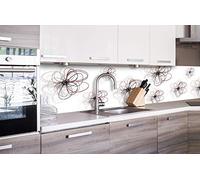 DIMEX Sticker crédence - Cuisine Rouge - Noir Fleurs 260 x 60 cm | Mur Arrière de la Cuisine - Crédence adhésive