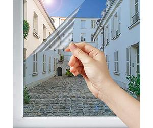 DIMEXACT - Film Miroir sans Tain de sécurité pour Petit vitrage vis-à-vis lointain - alu Clair - 152 cm x 2 m - en Rouleau