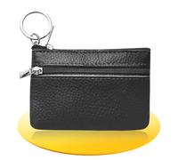 Dimiff Mini Porte-Monnaie en Cuir Véritable, Petit Portefeuille Femme, Porte-Monnaie Femme Petite Taille, Porte-Monnaie à Fermeture Éclair, Porte-Monnaie Femmes Petite Taille- Noir
