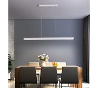 Dimmable Éclairage Appliques Murales Lampe Suspension LED Dimmable Télécommande Réglable Hauteur Linéaire Design Blanc/Noir Plusieurs Tailles Salle à Manger Cuisine Salon (Blanc, 120 cm / 48W)