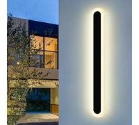 Dimmable Exterieur Jardin Applique Murale avec Télécommande Lampe Murale IP65 Étanches LED Extérieure Interieur Éclairage Mural Noir Lumière Longue Salle Bains Salon Escalier (Lumière Chaude,60CM)