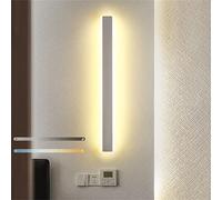 Dimmable Intérieur LED Applique Murale Longue Barre Salon Éclairage Luminance Réglable Chambre Lampe Murale Moderne Acrylique Aluminium Eclairage Mural pour Enfant Bureau Couloir (Blanche,60cm 28W)