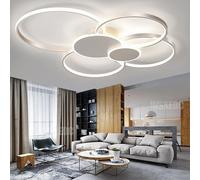 Dimmable LED 6 Light Ring Ceiling Lamp Modern Creative Indoor Lighting for Living Room Bedroom Office & Dining Eye Care Design 71W White 80cm