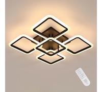 Dimmable Led Ceiling Light, 57W 5-Square Ceiling Light Black With Remote Control, 3000K/4500K/6500K, Modern Ceiling Lamp For Living Room, Bedroom, Dining Room