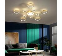 Dimmable LED Ceiling Light with Remote Control Ceiling Light Large,8/10/12 Heads Round Ring Living Room Lamp,Color Change Bedroom Lamp,Light for Bedroom Living Room (golden, 5+5 Köpfe/120cm/110w)