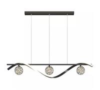 Dimmable LED Chandelier with 3 Lights Strip Pendant for Island Black Linear Contemporary Dining Room Hanging Lamp Living Bedroom Club Shop