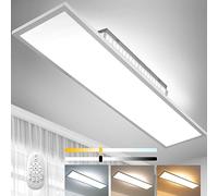 Dimmable LED Plafonnier 120 x 30 cm, Variable Panneau Plafond Lampe avec Télécommande Ultra Mince 55 W, Rétroéclairage Luminosité intense lumière 2700K-6500K pour Atelier Bureau Garage Salon Cuisine