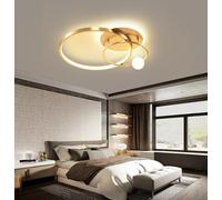 Dimmable LED Plafonnier,Lumières de Chambre à Coucher avec Télécommande,Moderne Salon Lampe de Plafond,Créatif Anneau Rond Design Métal Luminaire, Intérieur Éclairage de plafond (Couleur or, D52cm)