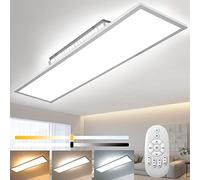 Dimmable LED Plafonnier Ultraslim Panneau 120x30cm, 52W avec Télécommande Rétroéclairage Lumière Indirecte, 2700K-6500K Lampe Blanc Froid Naturel Chaud Lampe Plafond pour Salon Cuisine Atelier Bureau