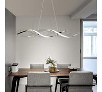 Dimmable LED Table à Manger Lumière Suspendue Cuisine Lampe Suspension avec Télécommande,Moderne Créatif Spirale Désign Lustre,Réglable en Hauteur, Intérieur Éclairage de plafond (Chrome, L120cm)