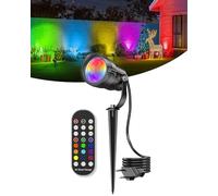 Dimmable Spot LED Extérieur RGB, Lampes de Jardin avec Télécommande, Noël Spot LED Couleur Extérieur avec Prise et Piquer, Étanche IP65 Lumiere Jardin pour Terrasse Pelouse Chemins