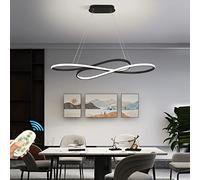 Dimmable Suspension Lampe LED Luminaire Lustre Salle à manger Salon avec Télécommande Plafonnier Moderne Hauteur Réglable Design Cuisine Acrylique Lampe pour Café Hôtel Bureau Bain Table (Noir, C)