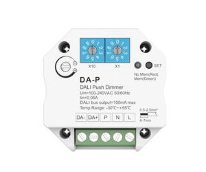 Dimmer Push DALI Master compact DA-P, alimentation bus 16 V CC 100 mA intégrée, entrée 220 V, unité de commande pour driver et ballast DALI2, contrôle avec bouton mémoire, unidirectionnel et diffusion
