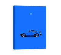 DìMò ART Tableau impression sur toile avec châssis en bois Rogan Mark Porsche 911 Turbo Blue Dimensions 40 x 30 cm