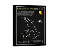 DìMò ART Tableau impression sur toile avec châssis en bois Rogan Mark Spa-francorchamps Circuit BL Dimensions 80 x 60 cm