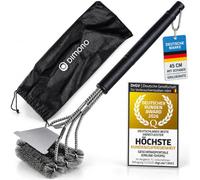 Dimono® Brosse BBQ 3 Têtes - Nettoyage Grille 360° INOX | Système 3-en-1 avec grattoir intégré - compatible gaz, charbon, porcelaine, infrarouge - manche antidérapant