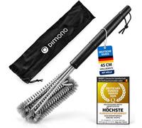 Dimono® Brosse BBQ Professionnelle - Nettoyage 360° 3 en 1 | Trois têtes acier inox - angle 45° - manche antidérapant - compatible gaz, charbon, infrarouge, fumoir