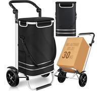 Dimono® Caddie à roulettes pour Courses, 56 L avec Sac Isotherme | Chariot pliable 3 en 1 - tissu imperméable, bandes réfléchissantes, poignée réglable, jusqu'à 30 kg