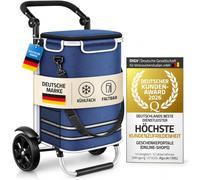 Dimono® Chariot de Courses Pliable 3-en-1 avec Compartiment Isotherme 56 L | Sac amovible imperméable, poignée télescopique réglable, bandes réfléchissantes - léger et silencieux