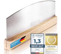 Dimono® Couteau à Pizza Mezzaluna - Lame Inox 35 cm, Manche Bois