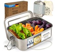 Dimono® Lunchbox Boîte à pain Bento-Box anti-fuite en acier inoxydable ; Boîte à lunch étanche durable avec compartiments & joints d'étanchéité (b: 850 ml)