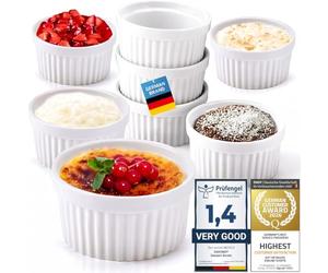 Dimono® Ramequins Céramique, Set de 8 Coupelles à Crème Brûlée 170 ml | Moules à soufflé & desserts - four, micro-ondes, lave-vaisselle & congélateur compatibles