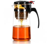 DIMONO® Théière avec Filtre Intégré 450 ml - Verre Borosilicate, Infuseur | Système tout-en-un : théière + filtre + tasse - verre résistant à la chaleur, compatible lave-vaisselle